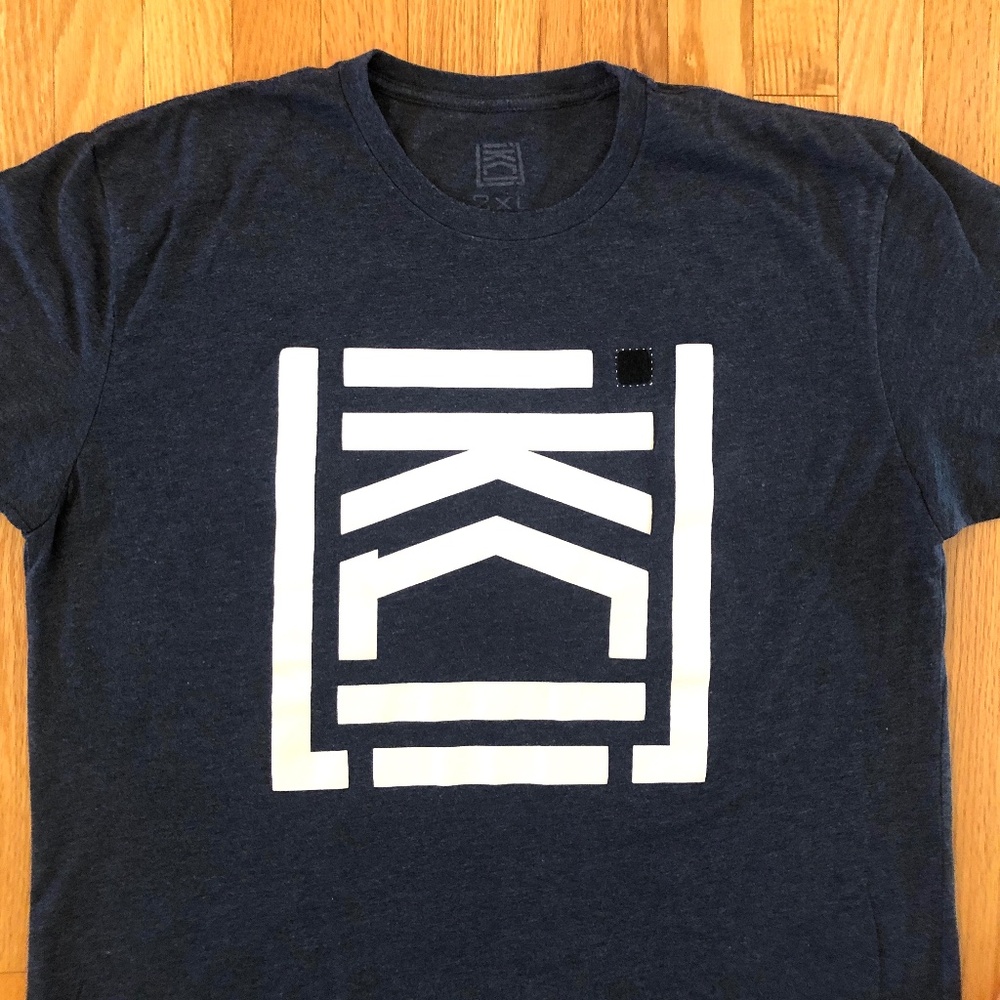UZiN HANKS Glyph Logo T-shirt Men’s 2XL Cotton Gray-Blue